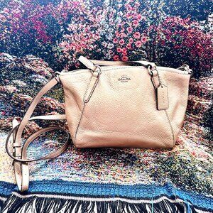 Coach Rose Gold Metallic Leather Crossbody Bag Purse